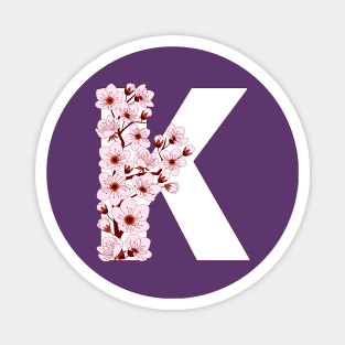 Colorful capital letter K patterned with sakura twig Magnet